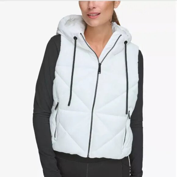 NEW CALVIN KLEIN Hooded Diamond Quilted Vest Cloud 367mn - Picture 1 of 6